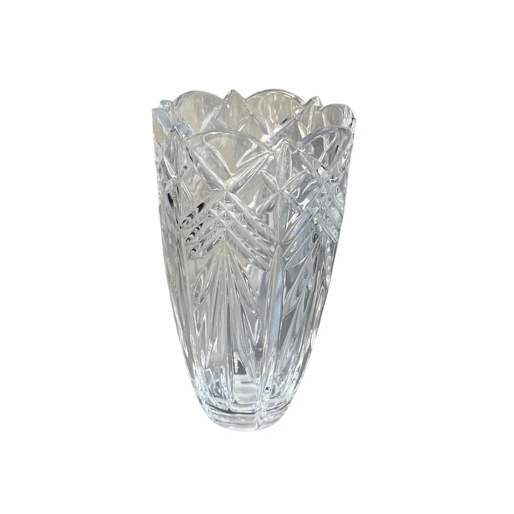 Mikasa Crystal Vase Adults OSFM Clear NEW Geometric Faceted Centerpiece